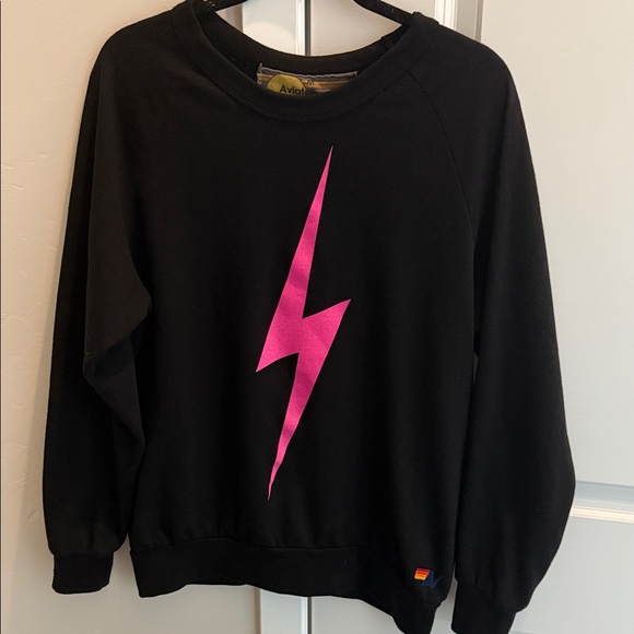 Aviator Nation Tops - Aviator Nation Black Sweatshirt with Pink Lightning